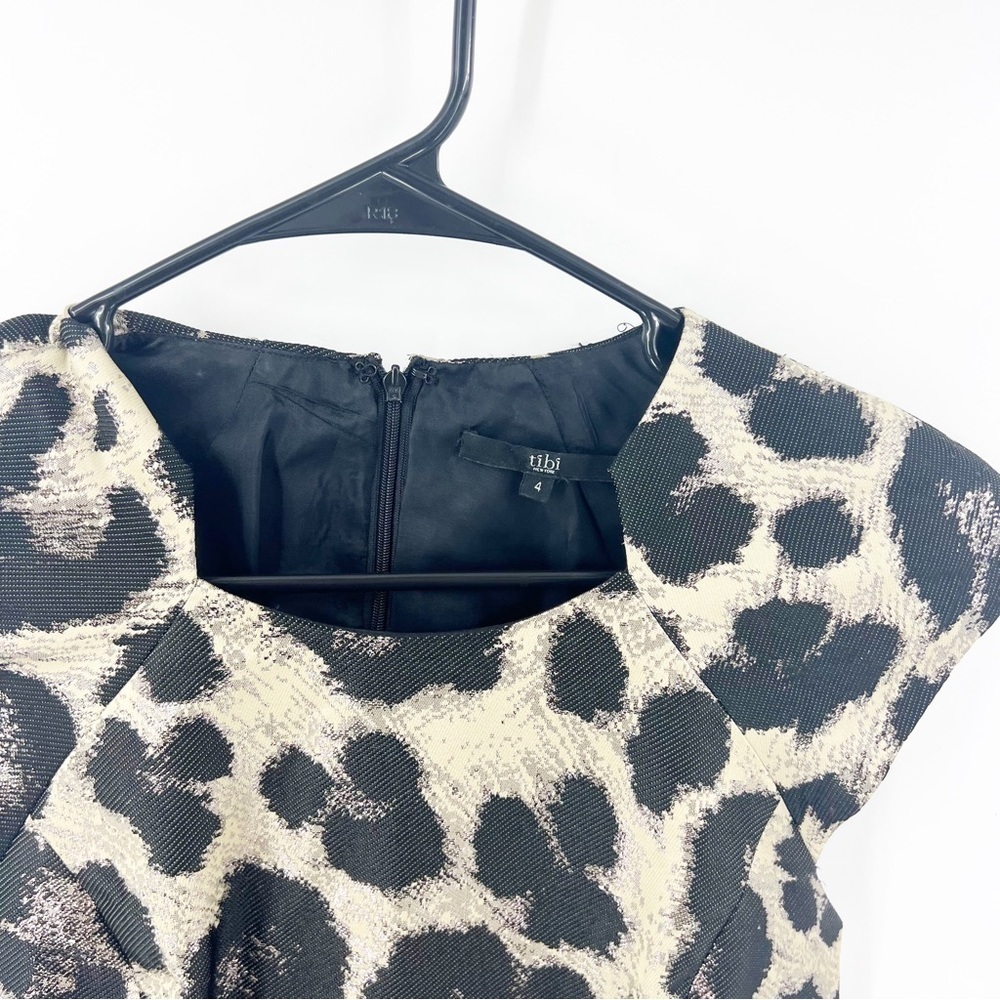 ✅TIBI LEOPARD PRINT CAP SLEEVE MINI‎ DRESS SIZE 4 - Picture 6 of 10